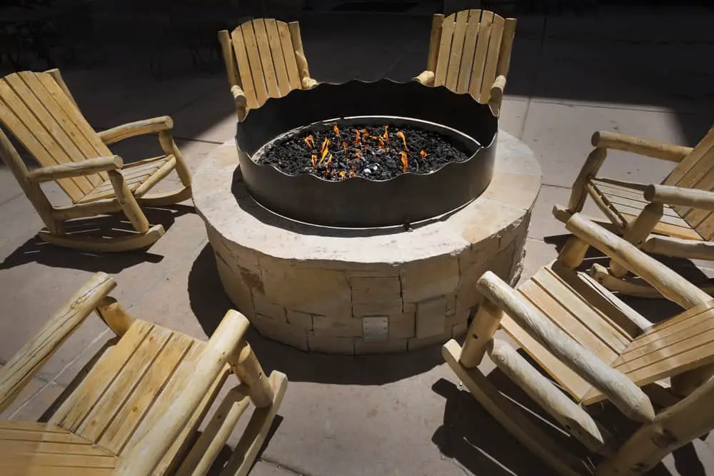Fire pit with rocking chairs